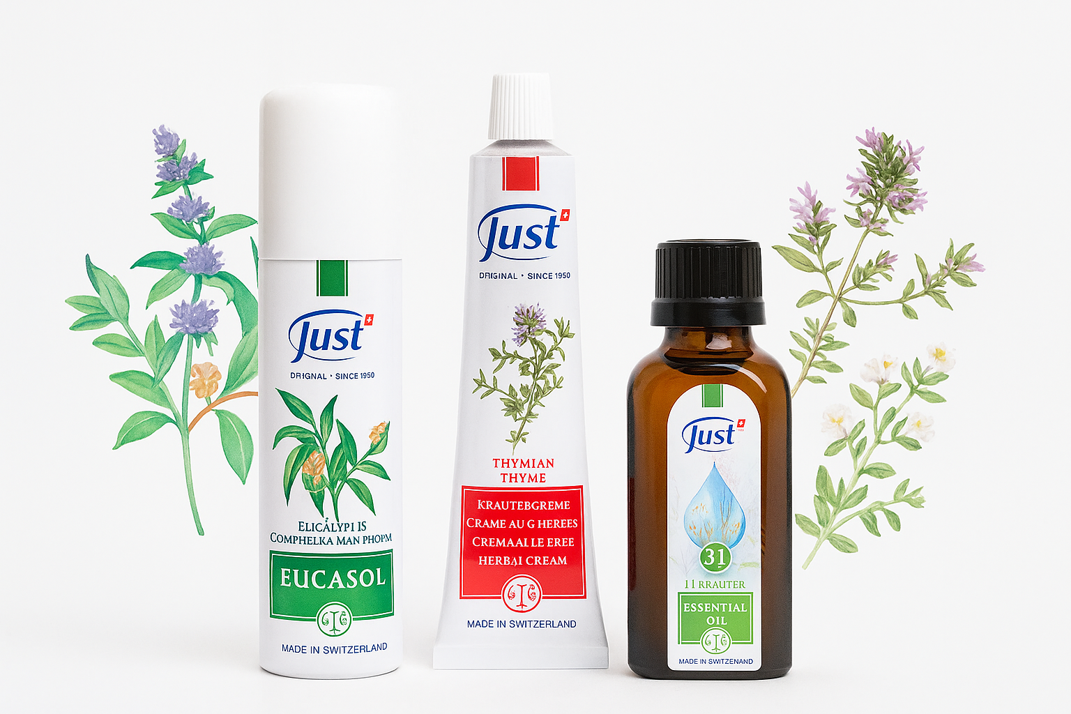 Just | Eucasol 50ml + Tymiánový krém 60 ml + Olej z 31 bylin 50 ml