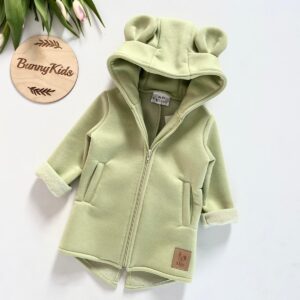 BUNNY KIDS MIKINO-KABÁTEK MEDVÍDEK – PISTÁCIOVÁ