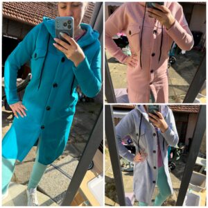 Teplá mikina s knoflíky Violett