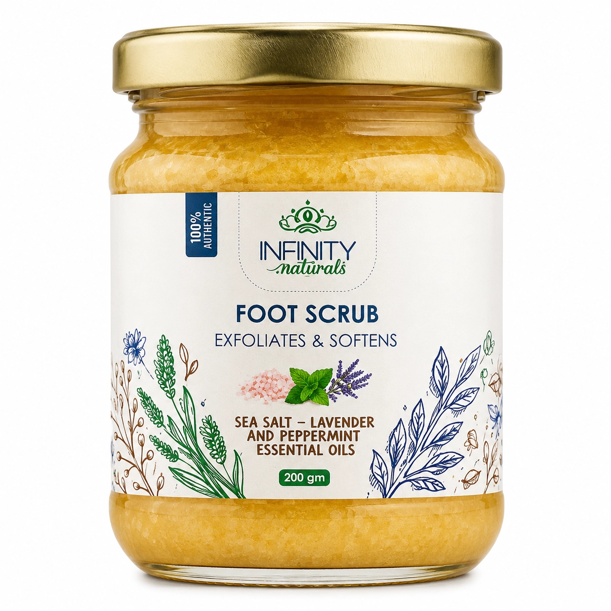 Peeling na chodidla s mořskou solí, levandulí a mátou Infinity Naturals